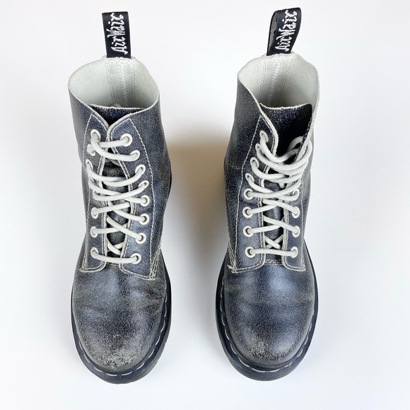RARE Dr. Martens Pascal Leather 8-Eyelet Boots in Black/White Cristal Suede 5 - Picture 3 of 12